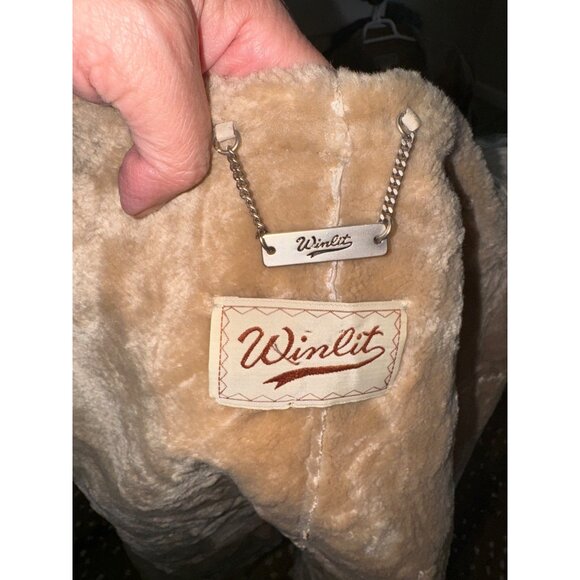 Vintage Winlet Ivory Braided Leather Suede Mongolian Fur Hooded Jacket Coat Sz L - Picture 8 of 16